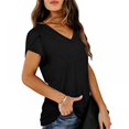thumbnail image 3 of Modèle Manches Pétales en V T-shirts à Manches Courtes Femmes, 3 of 8