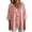 Pink, variant on Setooff Solid Ruffle V Neck Loose Womens Tops, Lightweight Cotton Linen Blend 3/4 Length Sleeve Casual Trendy Womens Shirts