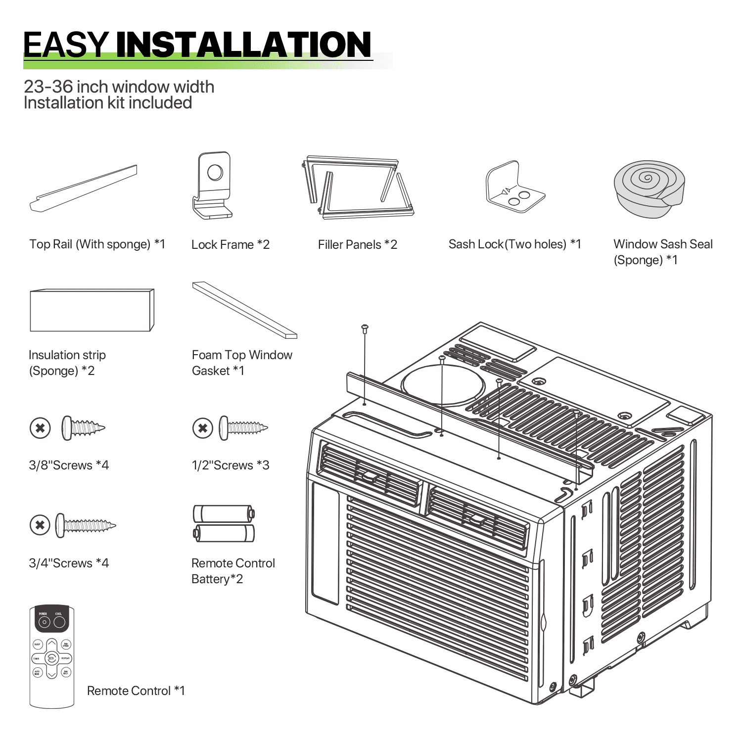 Magshion 6,000 BTU Smart Window Air Conditioner with WiFi, Energy Saving AC Unit with Remote & App Control & Timer Function, Quiet Operation, Cools 151-250 Sq.Ft., White