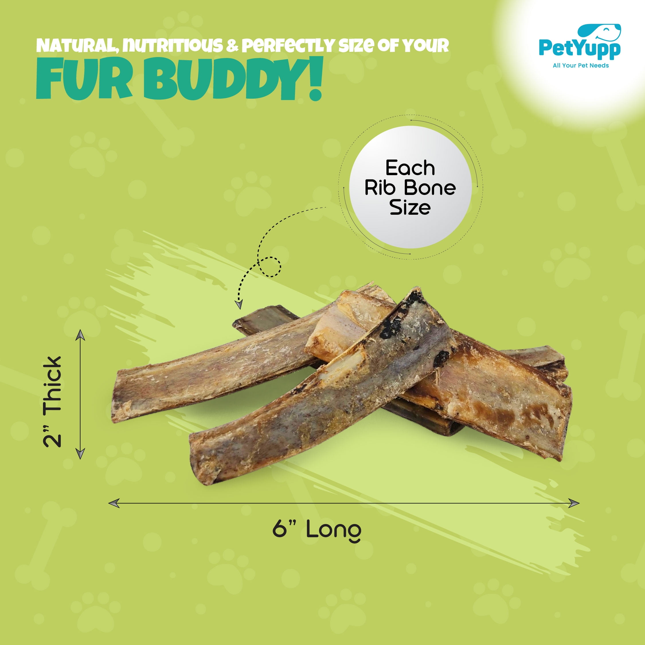 PetYupp Beef Rib Bones for Dogs, 25 Count