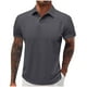 thumbnail image 1 of Camisetas Elvqul Hombre Casuales Gris Oscuro sin Estampado Deportivas Solapa Botones Manga Corta Algodón, 1 of 6