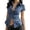 Blue, variant on Women's Plaid Shirt Short Sleeve Button Down Fitted Waist Top Retro Checkered Casual Summer Tee