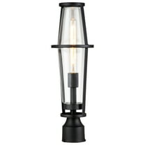 C Cattleya 1-Light Black Outdoor Post Lantern with Clear Glass Shade
