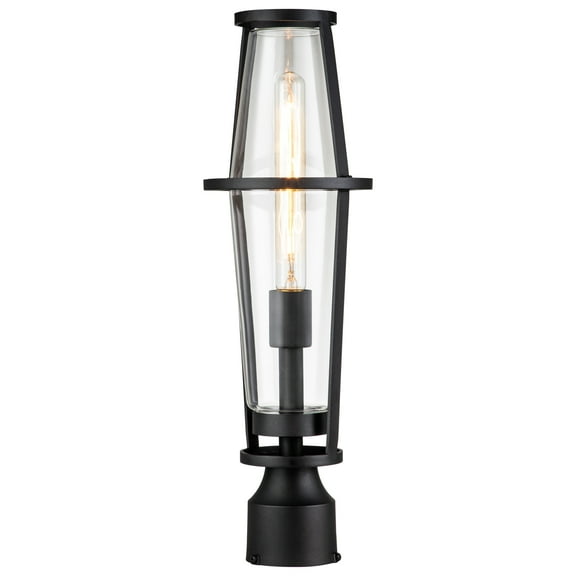 C Cattleya 1-Light Black Outdoor Post Lantern with Clear Glass Shade