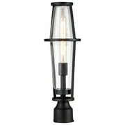 C Cattleya 1-Light Black Outdoor Post Lantern with Clear Glass Shade