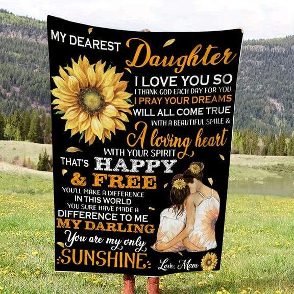 Cozy Sunflower Flannel Throw Blanket - Perfect Gift for Daughter, Soft & Warm for Couch, Bed, Office, and Travel
