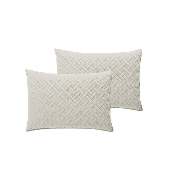 Mainstays Emma Ivory Solid Polyester Basketweave Pillow Sham, Standard
