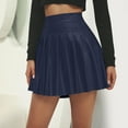 thumbnail image 2 of Juosiy Women Fashion High Waist Pleated Leather Skirt Elegant Temperament Versatile Solid Color Mini Skirts, 2 of 6