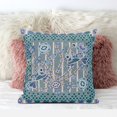 thumbnail image 3 of Pond Peacock Throw Pillow with Removable Cover in Gray Muted Blue Light Blue 18x18, 3 of 4