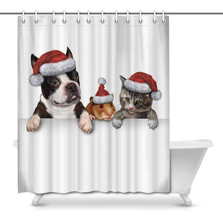 Mkhert Cute Christmas Pets Dog Hamster And Cat In Santa Claus Hat