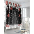 thumbnail image 3 of Black Christmas Tree Standard Shower Curtain Set, Waterproof Shower Curtains for Bathroom, Xmas Balls Pine Needles Snowflake Washable Fabric Cloth Bath Curtain for Bathtub with Hooks 72x72 Inches, 3 of 6