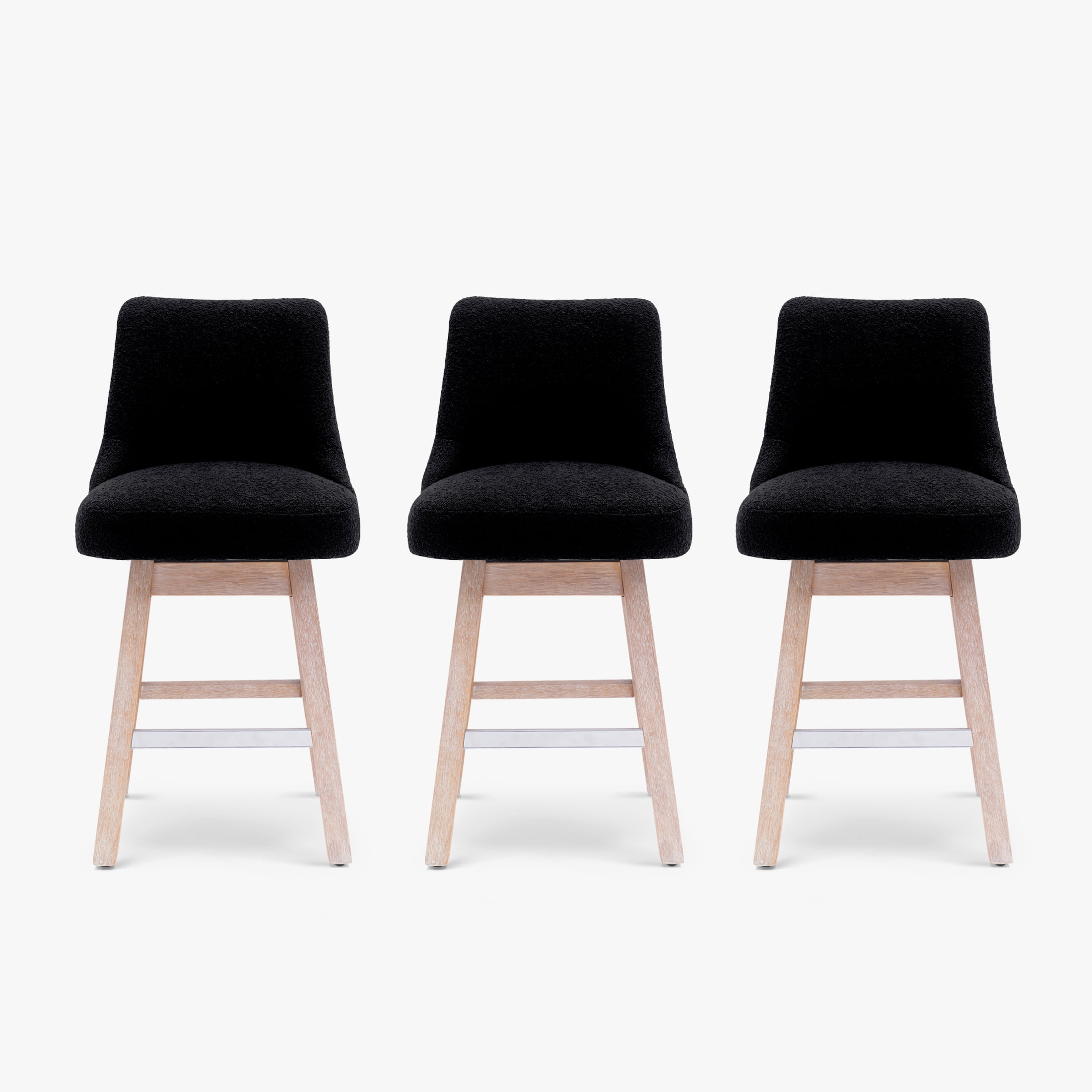 WestinTrends Genevieve 26" Upholstered Swivel Counter Height Bar Stools (Set of 3) , Antique Oak/Black