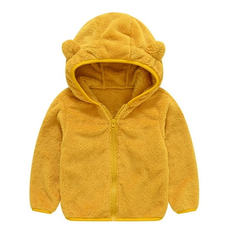 

Baozhu Toddler Boys Girls Hoodie Cute Bear Ear Warm Zip Up Jacket Baby Hooded Sweatshirt Fall Winter Plush Coat