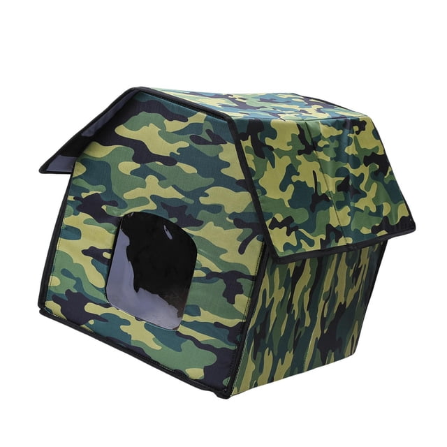Casa para gatos al aire libre, refugio para gatos callejeros, impermeable, resistente al viento y a la intemperie, para gatos, cachorros y perros Parte plana