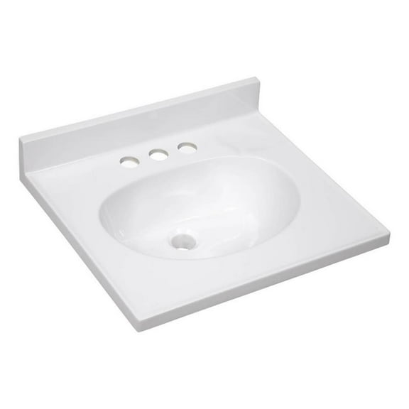 Pemberly Row 19" Cultured Marble Single Bowl Vanity Top in Solid White