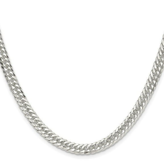 Diamond2Deal 925 Sterling Silver Polished 5.7mm Double Diamond-Cut Curb Chain Necklace for Men 16"