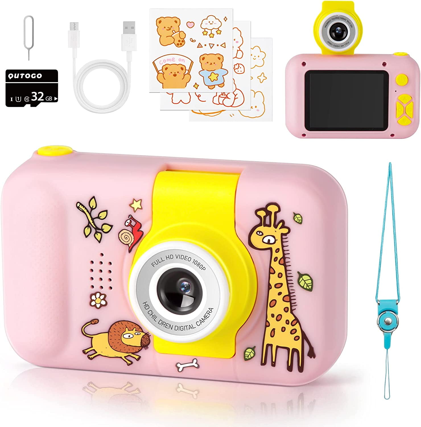 QUTOGO Kids Camera, Upgrade Kids Selfie Camera for 38 Years Old,HD