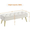thumbnail image 3 of Eleanor Grace Modern Ottoman Bench Boucle Bench Upholstered Footrest for Living Room with Gold Metal Legs and Padded Seat Ivory, 3 of 9