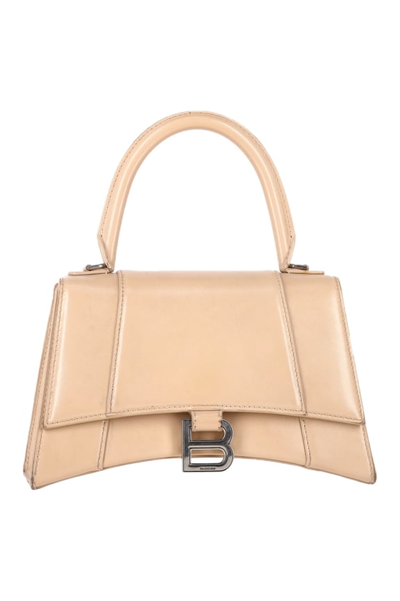 Pre-Owned Balenciaga Small Hourglass Top Handle Bag in Nude Calf Leather