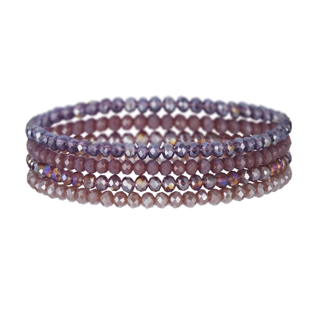 ShiYe toys store Pulsera elástica bohemia con cuentas de color morado, pulseras de cuentas de cristal apilables de colores, bisutería de moda, regalos para el día de la madre para mujeres
