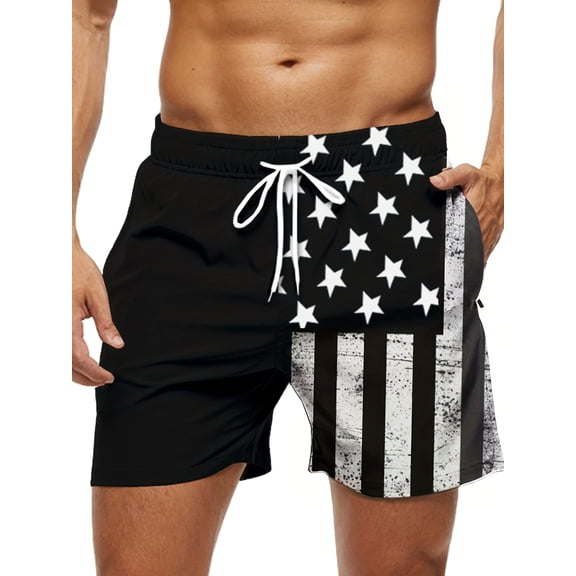 Ginsiom Mens Swim Trunks American Flag Quick Dry Board Shorts Swimwear Beach Shorts