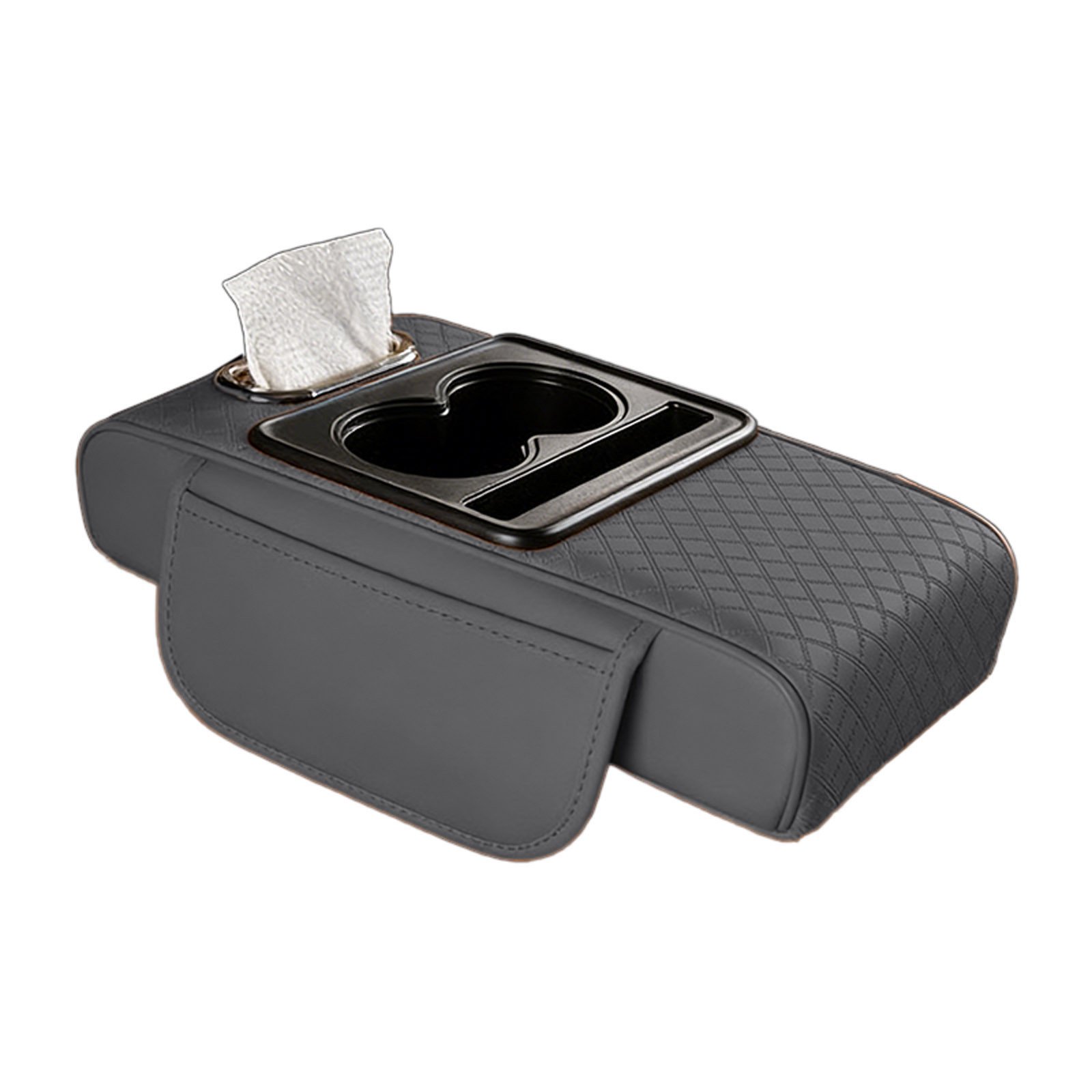 Universal 4-in-1 Center Console Organizer with Armrest Cup Holder and Phone Mount for Car Truck SUV Interior Accessories