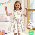 thumbnail image 2 of Easter Day Dress For Girls Cartoon Rabbit Print Flutter Sleeve Round Neck Ruffled Gown Elegant Party Festival Dresses,4-5 Y,Beige, 2 of 4