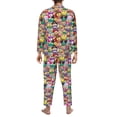 thumbnail image 7 of Salouo Cute Cartoon Owls Print Button-Front Long Sleeve Pajama Set for Men, Soft 2Pjs Men's Long Sleeve Sleepwear -Large, 7 of 7