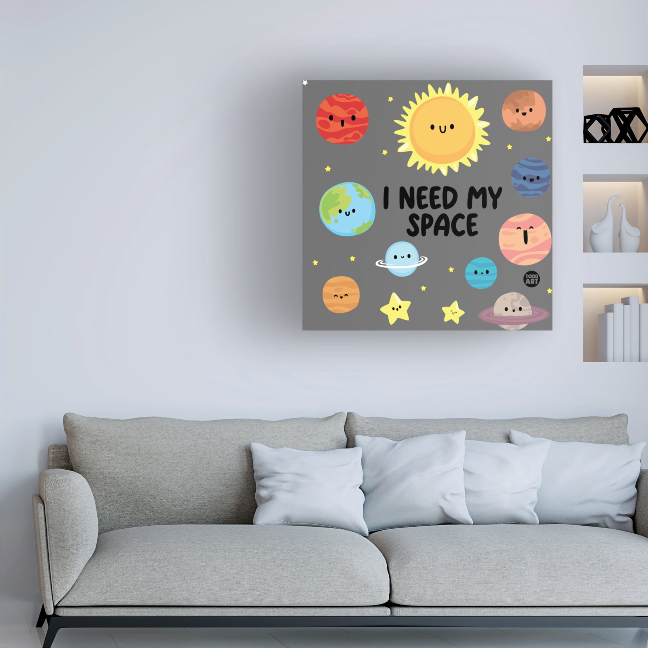 Canvas Wall Art - toddart 'Cute I Need My Space' Wall Art for Living Room, Bedroom, or Office Décor by Trademark Fine Art - 14 x 14 Inches
