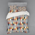 thumbnail image 2 of Retro Duvet Cover Set, Vertical Bicolor Long and Thin Diamond Shapes with Triangles Vintage Geometrical, Bedding Set with Shams and Fitted Sheet, 3 Sizes, by Ambesonne, 2 of 3