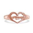 thumbnail image 2 of AFFY White Natural Diamond Accent Mom & Heart Ring In 14k Rose Gold Over Sterling Silver (0.02 Cttw), 2 of 6