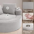 thumbnail image 6 of Leumius Oversized Round Chaise Lounge Sofa,Upholstered Lounge Chair with 2 Pillows and Cupholders,Boneless Sofa Couch with Memory Foam,Deep Seat Sleeper Chair for Living Room,No Assembly,Gray, 6 of 9