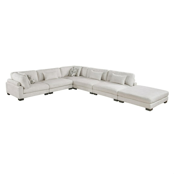 Lexicon Corydon Microfiber 6-Piece Modular Sectional with Ottoman in Beige