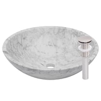Miseno MNO-WC-BN Circular 17" Carrera Marble Bathroom Sink; Brushed Nickel Drain