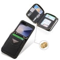 thumbnail image 4 of ChicShell Wallet Case For Samsung Galaxy Z Flip 6, RFID Blocking PU Leather Zipper Handbag Purse Flip Cover, Kickstand Case with Card Slots Holder Wrist Strap Lanyard, Black, 4 of 9
