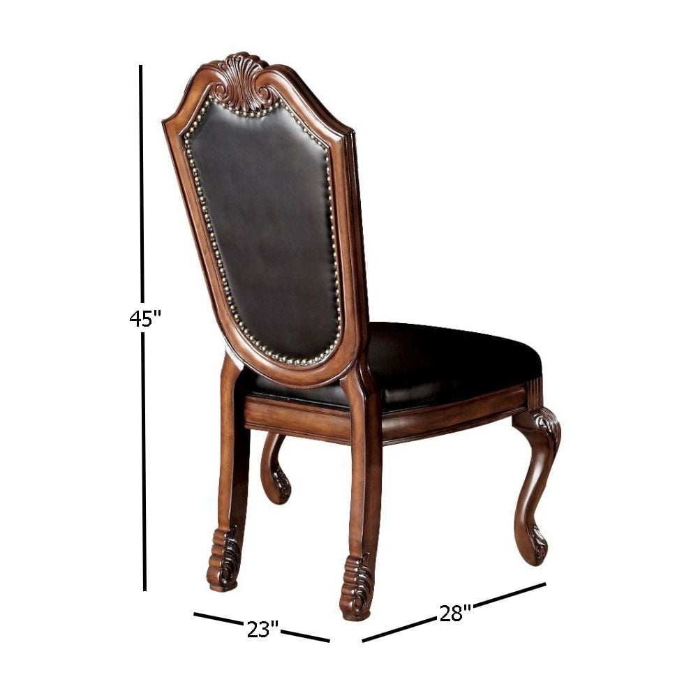 Acme Chateau De Ville Black PU & Cherry Side Chair (Set-2), Location: Indoor