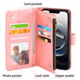 thumbnail image 3 of Asuwish Compatible with iPhone 16E 6.1 inch Wallet Phone Case and Tempered Glass Screen Protector Flower Faux Leather Flip Credit Card Holder Stand Zipper Cell Cover for i Phone16e iP16E Women Pink, 3 of 8