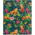 thumbnail image 2 of Yibo Cute Dinosaur, Tropic Leaves Flower Christmas Blanket Gift, Ultral Soft Cozy Warm Flannel Fleece Blanket for Animal Lover Suit for Sofa, Couch, Bed, Travel M Blanket for Teens, 2 of 9
