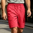 thumbnail image 3 of Guluxicc Men's Golf Cargo Shorts with Multi Pockets Button Front Elastic Waist Drawstring Shorts Summer Casual Outfits, 3 of 8