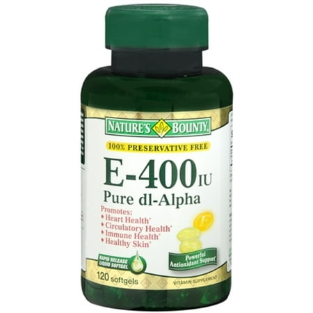 Nature's Bounty La vitamine E 400 UI Gélules DL-alpha pur 120 Gels mous (Pack de 6)