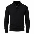 thumbnail image 2 of Daily Business Casual Knit Sweaters For Men Solid Color Quarter Zip Stand Collar Long Sleeve Tops, 2 of 4