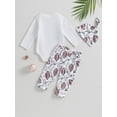 thumbnail image 4 of 3pcs Newborn Baby Boys Pants Set Letters Print Short Sleeve Romper Tops + Rugby Print Pants + Hat, 4 of 8