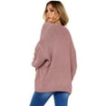 thumbnail image 3 of Women's Pink/Gray/Black/Green Chunky Wide Long Sleeve Knit Cardigan, 3 of 6