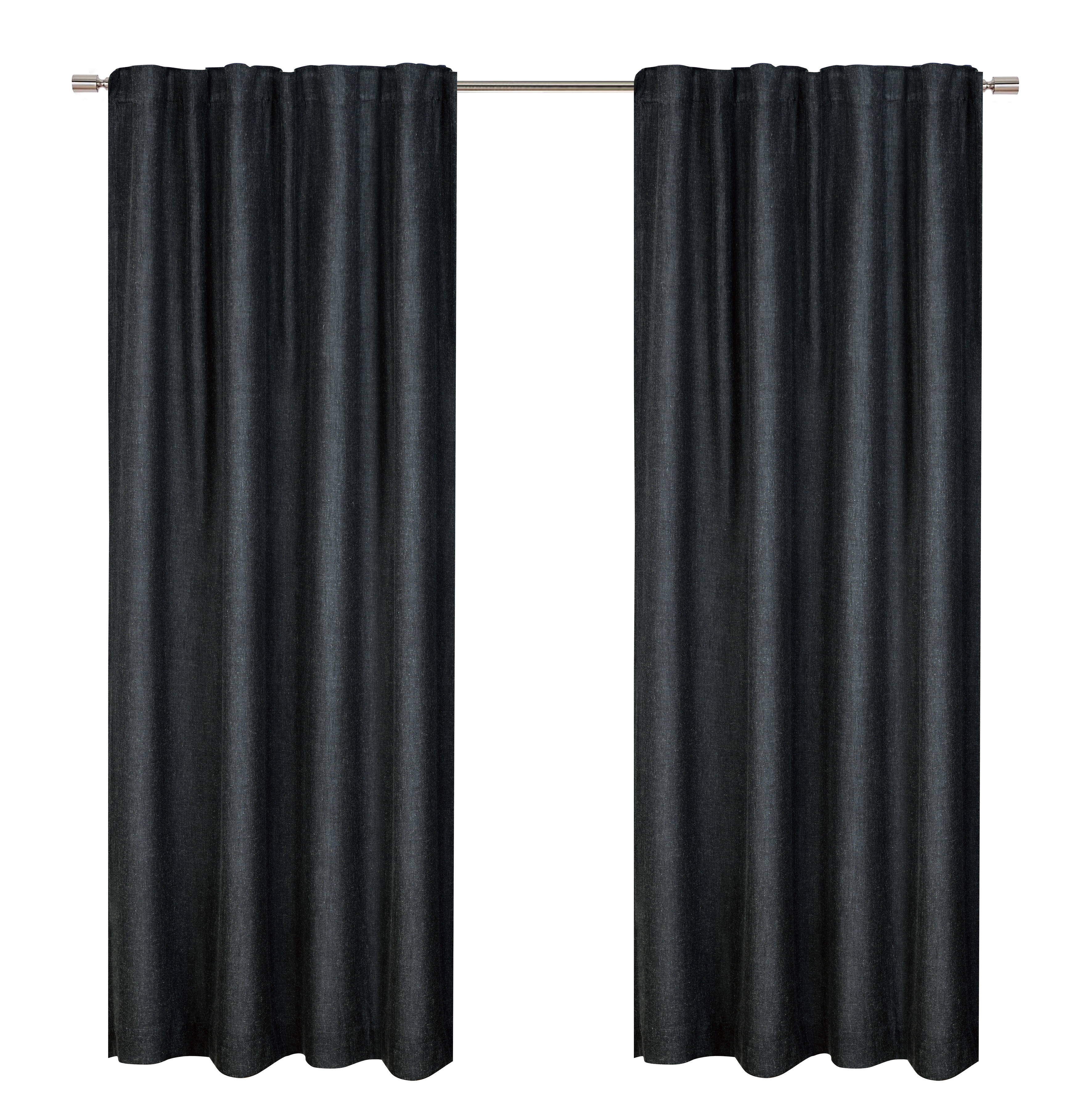 Better Homes & Gardens Linen Blend Blackout Curtain, Black, 50x63 photo 8