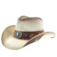 thumbnail image 3 of Breathable Straw Cowboy Hat Cattleman Crease Vented Wide Brim Western Hat for Men Women Summer Work Outdoor, 3 of 5