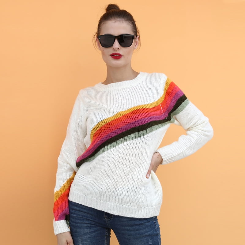 black sweater rainbow stripe