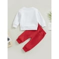 thumbnail image 4 of Bagilaanoe 2Pcs Toddler Baby Girl Boy Long Pants Set Letters Print Long Sleeve Sweatshirt Pullover Tops + Sweatpants 6M 12M 18M 24M 3T 4T Kids Casual Sweatsuits, 4 of 9