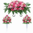 thumbnail image 2 of 3PCS/Set Artificial Cemetery Flower Saddles, Memorial Grave Flowers with Rose Bouquet for Tombstone Headstone Decorations, for Outdoor Cemetery Vase, Long-Lasting Grave Decorations and Remembrance, 2 of 6