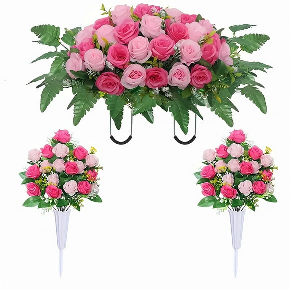 WMQPNNS New Trending 1Pc Cemetery Flowers for Cemetery Rose Realistic Silk Cemetery Flowers Bouquet with Saddle in Decorative Lasting Cemetery Todays Deals Clearance Sale