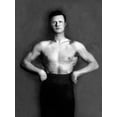 thumbnail image 2 of Vintage Muscle Men 12x14 Gold Ornate Wood Framed with Double Matting Museum Art Print Titled - Bodybuilder in Pants with Bared Torso, 2 of 4